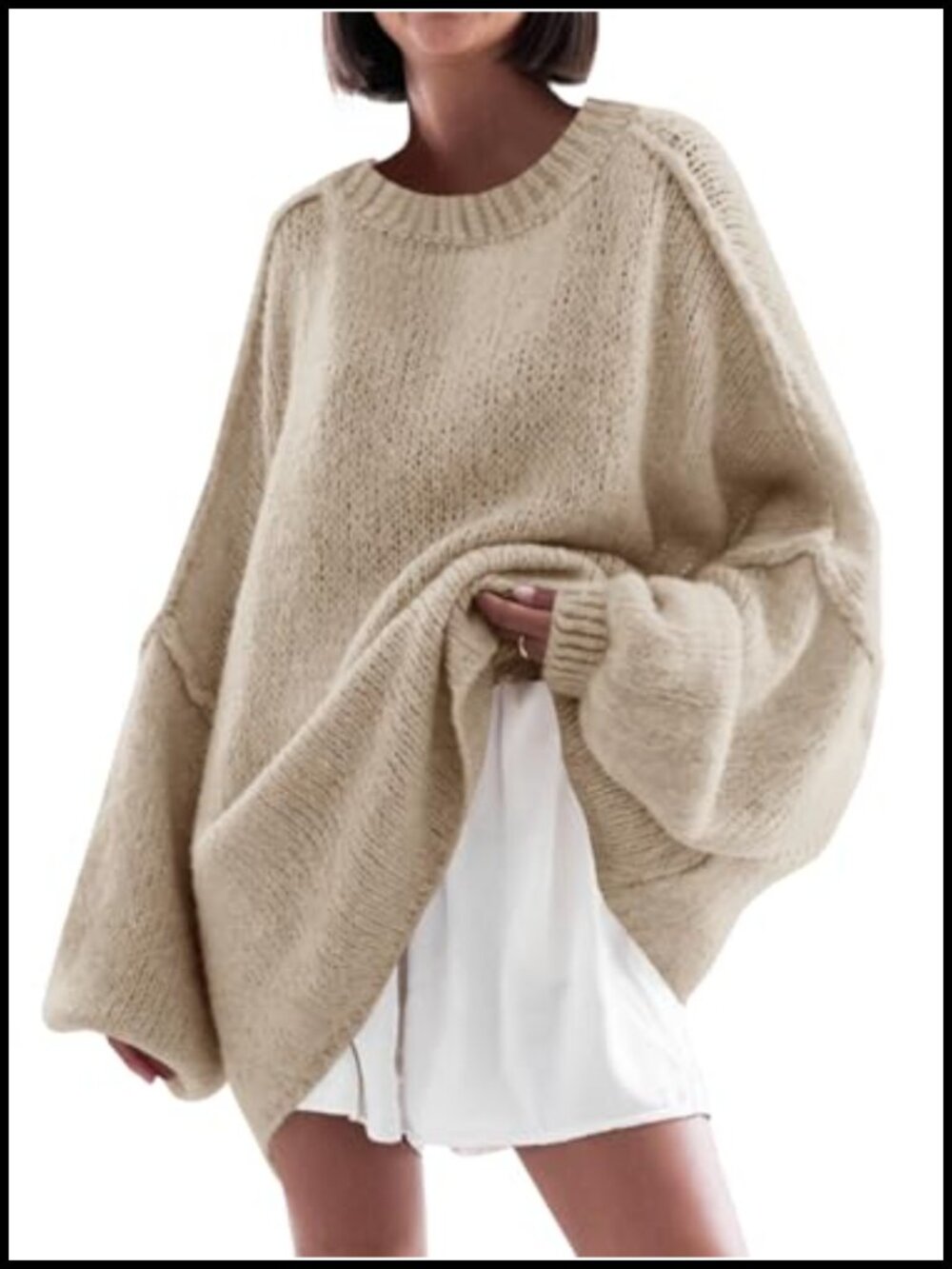 Oversized Chunky Knit Crewneck Sweater